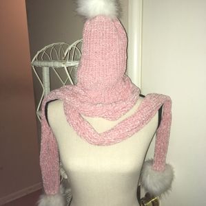 Pretty in pink scarf and hat